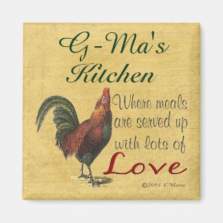 Rooster G-Ma's keuken geserveerd met liefdesmagnee Magneet