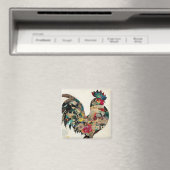 Rooster, gemengd media art, collage Magnet (Insitu (Vaatwasser))