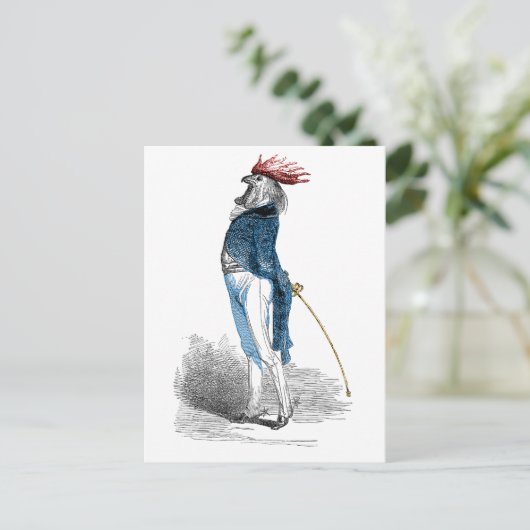 Rooster Gentleman Briefkaart (Staand voorkant)