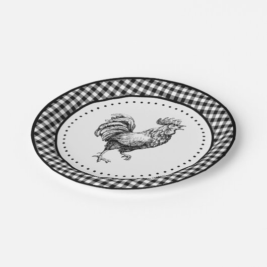 Rooster Gingham Papieren Bordje (Gekanteld)