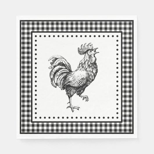 Rooster Gingham Servet (Voorkant)