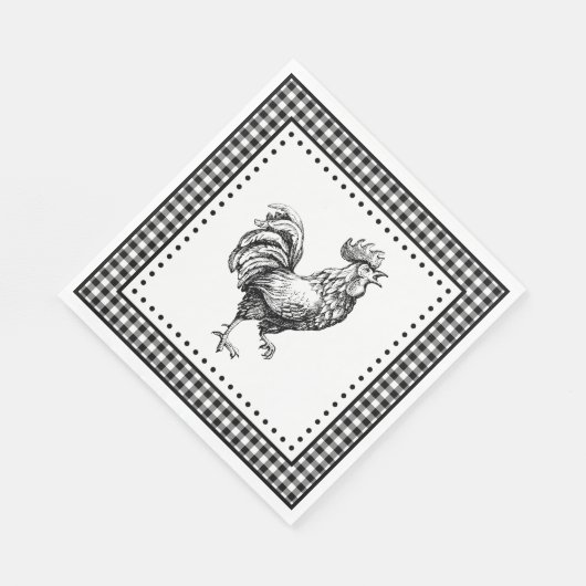 Rooster Gingham Servet (Hoek)