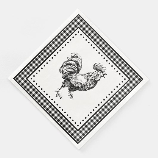 Rooster Gingham Servet (Hoek)