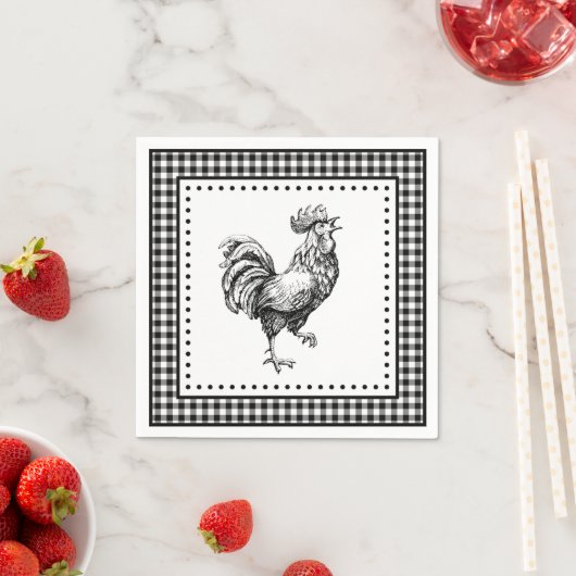 Rooster Gingham Servet (Insitu)
