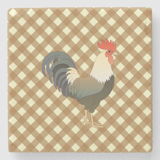 ROOSTER GINGHAM STENEN ONDERZETTER (Voorkant)