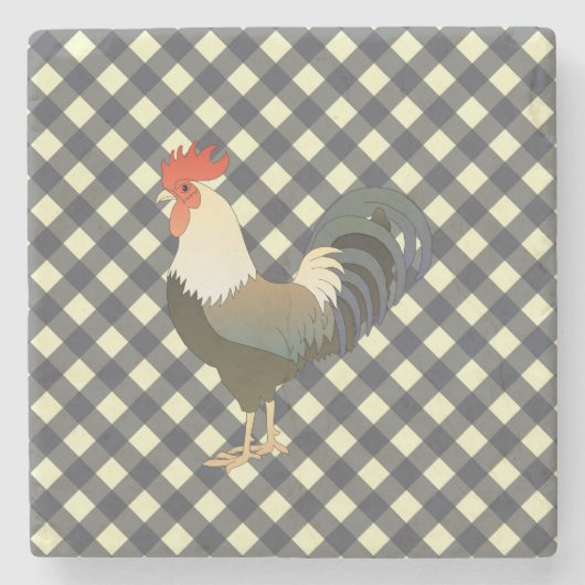 ROOSTER GINGHAM STENEN ONDERZETTER (Voorkant)