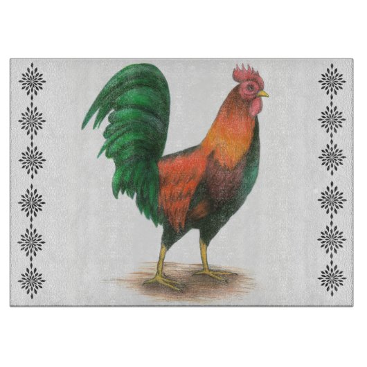 Rooster Glas Snijplank (Voorkant)