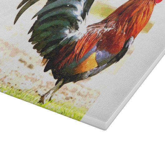 Rooster Glass Cutting Board Snijplank (Hoek)