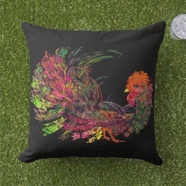 Rooster Golden Comb Buitenkussen (Gras)