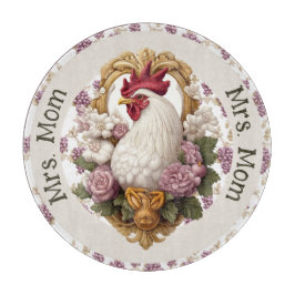 Rooster & Grapes Heraldic Crest in maroon, Snijplank