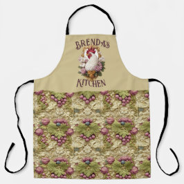 Rooster & Grapes Heraldic Crest, in wheat, Schort