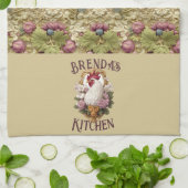 Rooster & Grapes Heraldic Crest, in wheat, Theedoek (Gevouwen)