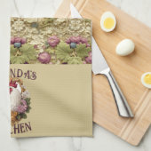 Rooster & Grapes Heraldic Crest, in wheat, Theedoek (Quarter Fold)