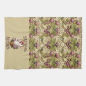 Rooster & Grapes Heraldic Crest, in wheat, Theedoek (Horizontaal)