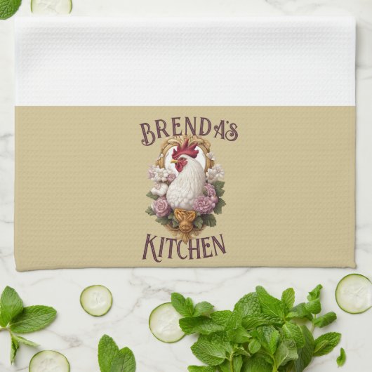 Rooster & Grapes Heraldic Crest, plain, Theedoek (Gevouwen)