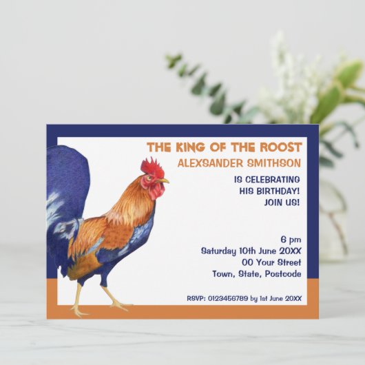 Rooster grens Birthday Party Invitation Kaart (Staand voorkant)