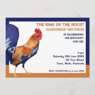 Rooster grens Birthday Party Invitation Kaart