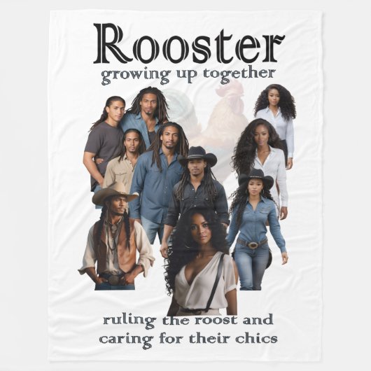 Rooster Grow Up Together Cover Art Sherpa Throw Fleece Deken (Voorkant)