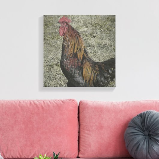 Rooster Grunge Canvas Afdruk (Insitu (Woonkamer))