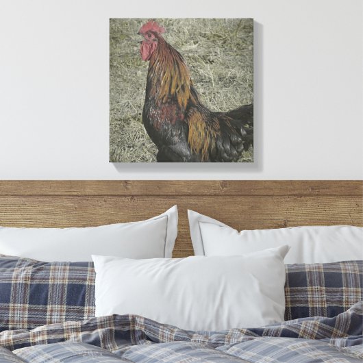 Rooster Grunge Canvas Afdruk (Insitu (Slaapkamer))