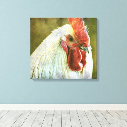 Rooster  Grunge Canvas afdrukken (Insitu (Houten vloer))