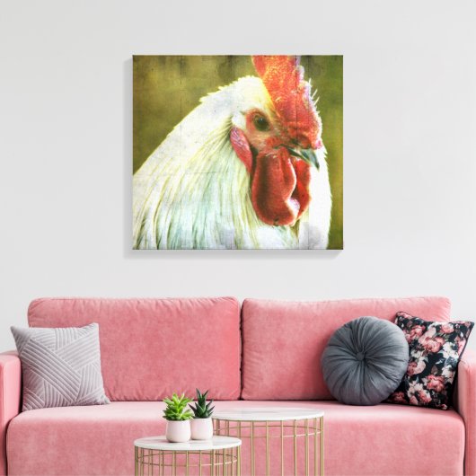 Rooster  Grunge Canvas afdrukken (Insitu (Woonkamer))