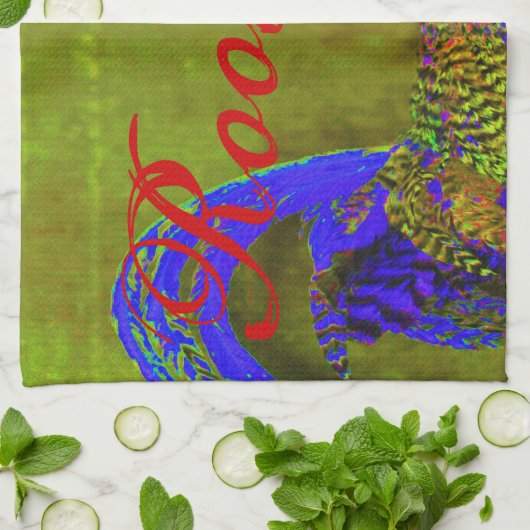 Rooster-handdoeken set van 3. Kobaltblauw, rood, g Theedoek (Gevouwen)