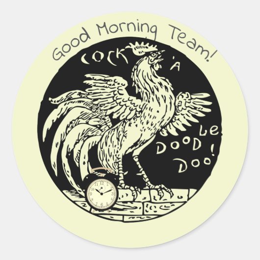 Rooster Happy Morning Team | Ronde Sticker (Voorkant)
