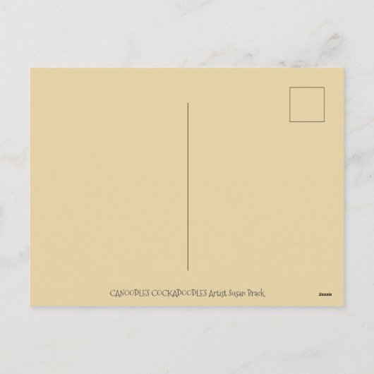 ROOSTER HEN CANOODLES, KUTE KIEZEN ZEETHEARTS FEESTDAGENKAART (Achterkant)