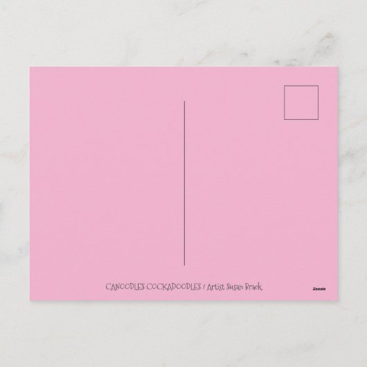 ROOSTER HEN CANOODLES, KUTE KIEZEN ZEETHEARTS FEESTDAGENKAART (Achterkant)