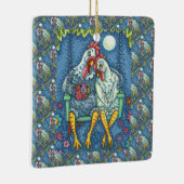 ROOSTER HEN CANOODLES, KUTE KIEZEN ZEETHEARTS KERAMISCH ORNAMENT (Rechts)