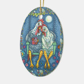 ROOSTER HEN CANOODLES, KUTE KIEZEN ZEETHEARTS KERAMISCH ORNAMENT (Links)