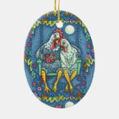 ROOSTER HEN CANOODLES, KUTE KIEZEN ZEETHEARTS KERAMISCH ORNAMENT (Achterkant)