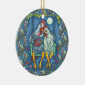 ROOSTER HEN CANOODLES, KUTE KIEZEN ZEETHEARTS KERAMISCH ORNAMENT (Rechts)