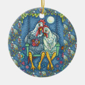 ROOSTER HEN CANOODLES, KUTE KIEZEN ZEETHEARTS KERAMISCH ORNAMENT (Voorkant)