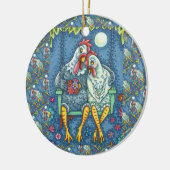 ROOSTER HEN CANOODLES, KUTE KIEZEN ZEETHEARTS KERAMISCH ORNAMENT (Links)