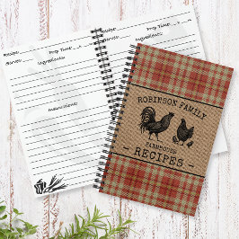 Rooster Hen Family Farmhouse Red Pset Recipe Notitieboek