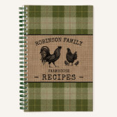 Rooster Hen Family Farmhouse Sage Pset Recipe Notitieboek (Voorkant)