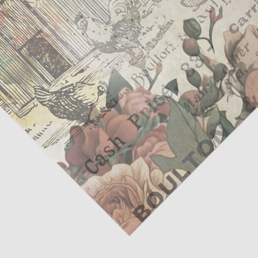  Rooster Hen House Advert ontkoppeling Tissuepapier (Detail)