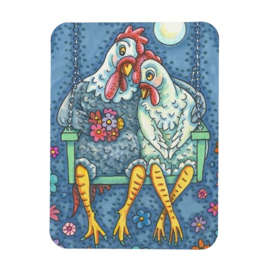 ROOSTER & HEN LOVERS, KICKEN MAGNET Rectangle Magneet (Verticaal)