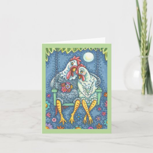 ROOSTER & HEN LOVERS, KICKEN NOTE KAART Blank (Voorkant)