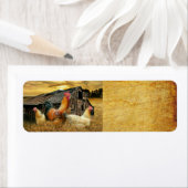 Rooster Hens Rustic Barn Coop Etiket (Insitu)
