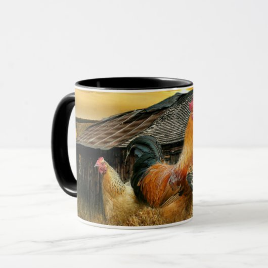 Rooster Hens Rustic Barn Coop Paper Placemat Mok (Voorkant links)