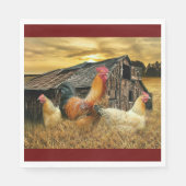 Rooster Hens Rustic Barn Coop Servet (Voorkant)