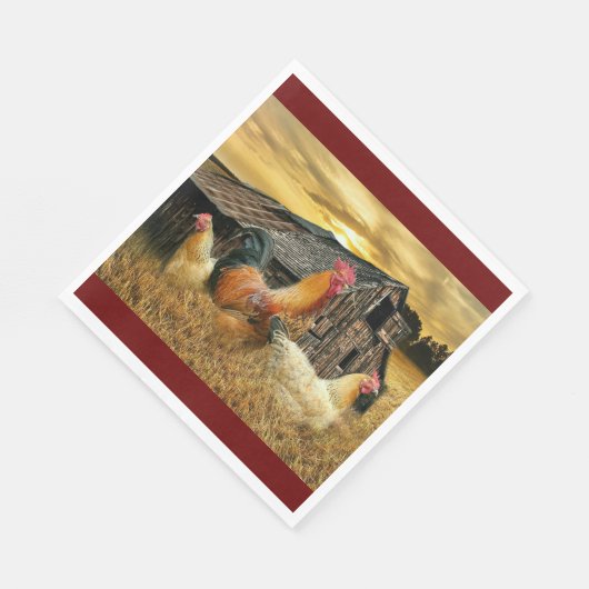 Rooster Hens Rustic Barn Coop Servet (Hoek)
