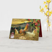 Rooster Hens Rustic Barn Kerstmis Cadeaus Kaart (Gele Bloem)