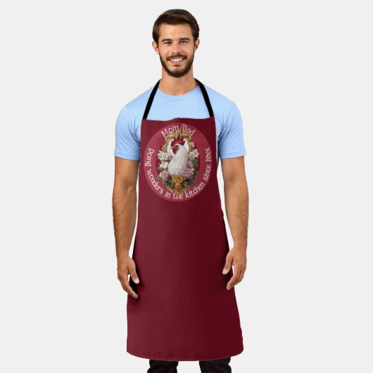 Rooster Heraldic Crest Apron Schort (Gedragen)