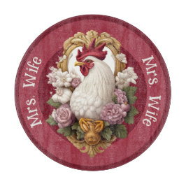 Rooster Heraldic Crest, maroon, Snijplank