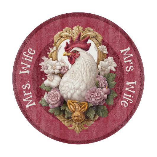Rooster Heraldic Crest, maroon, Snijplank (Voorkant)
