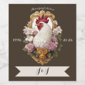 Rooster Heraldic Crest Wijn Etiket (Enkel label)